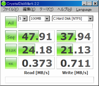 Crystal Disk Mark result HTS721010G9SA00